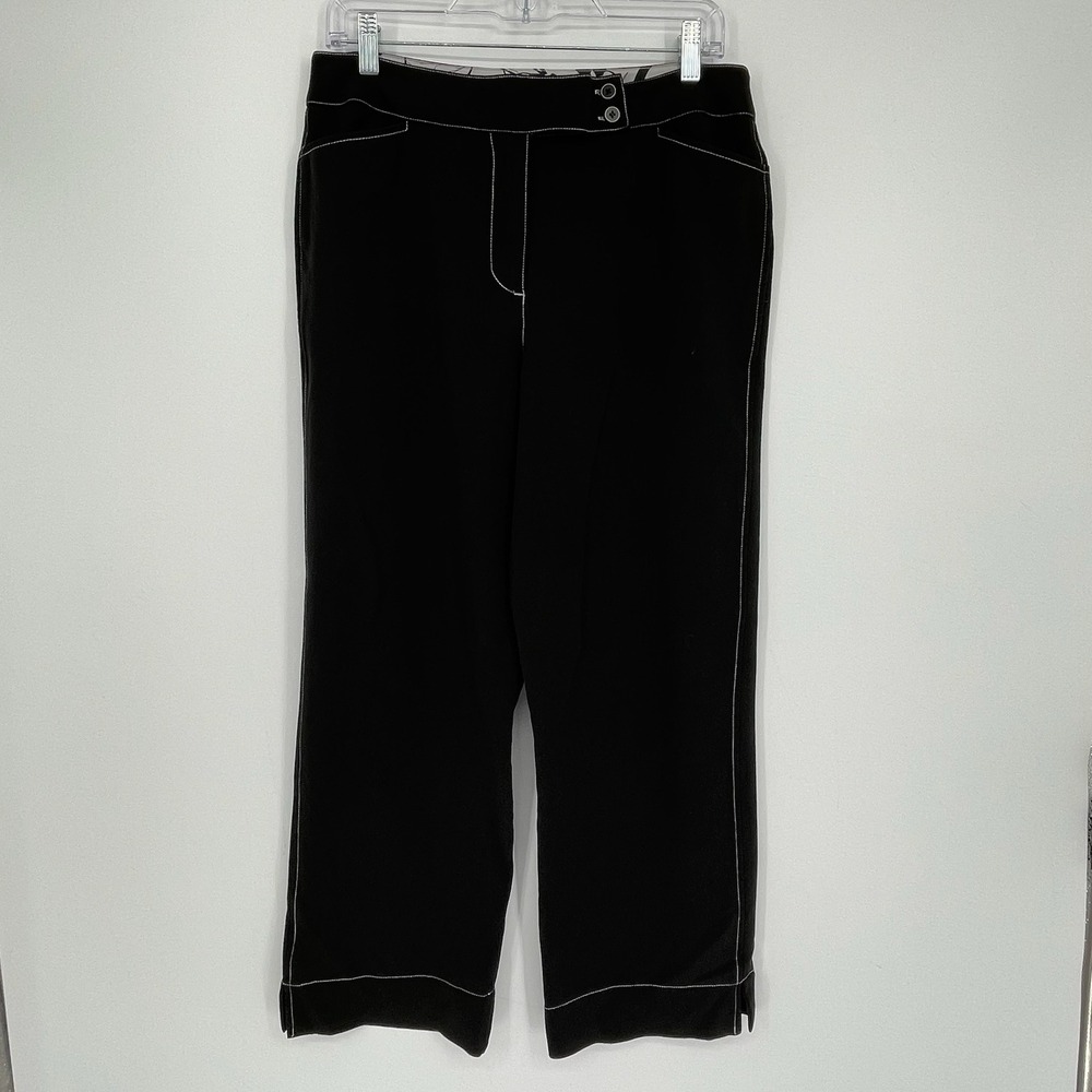 Marisa Christina Vintage Women's Black Contrast Stitch Straight Leg Pants Sz 10